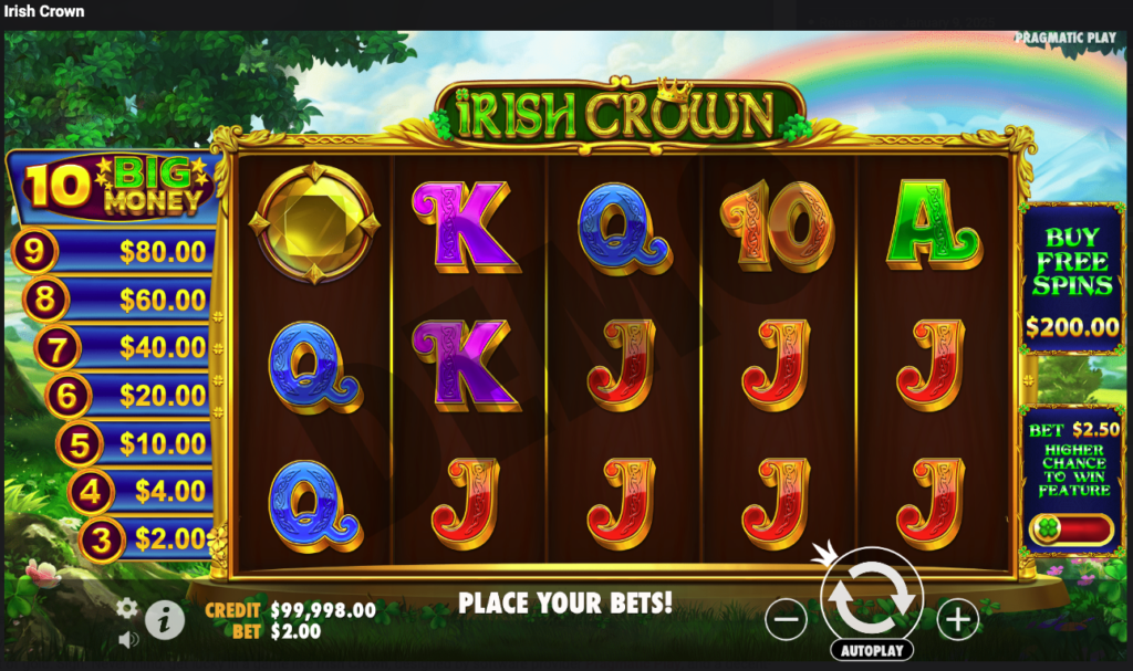 Irish Crown slot gameplay.